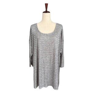 TO Thomas & Olivia Women's Top Long Tunic Silver Gray Long Sleeve Plus Size 3X